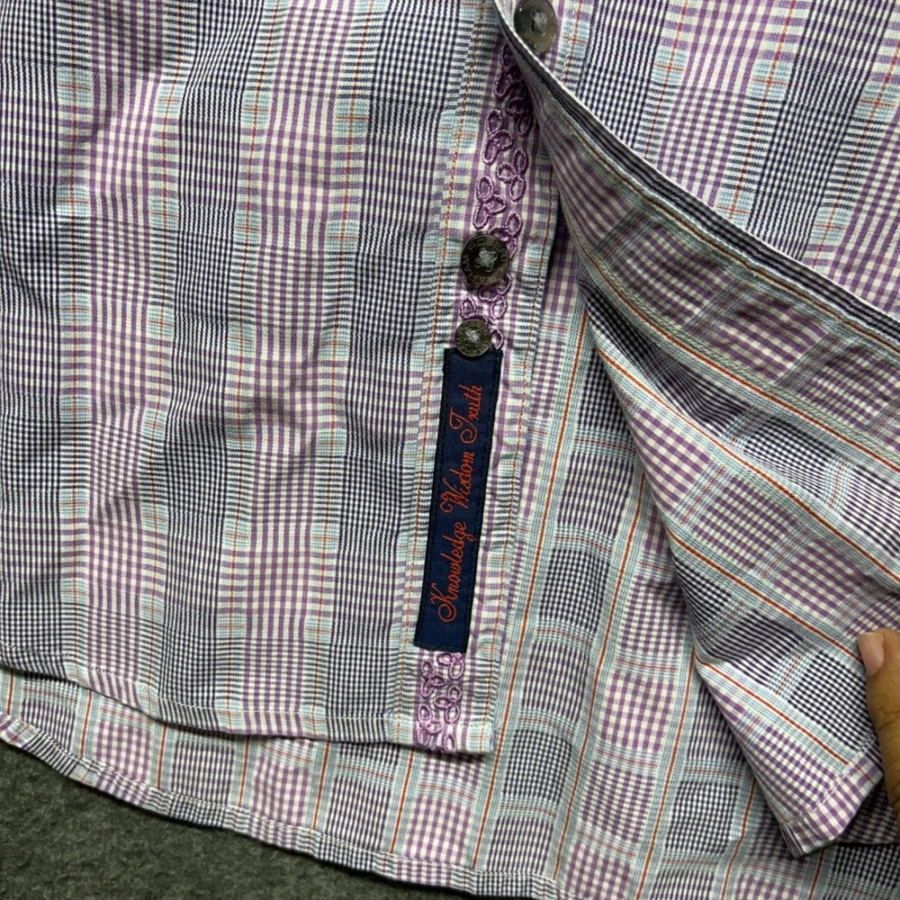 Robert Graham Dress Up‎ Men's L Purple Plaid Long Sleeve Button Down Shirt